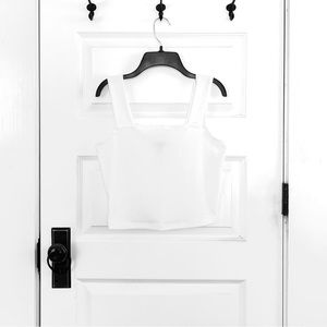 Christina Haack Aqua Ribbed Square-Neck Tank